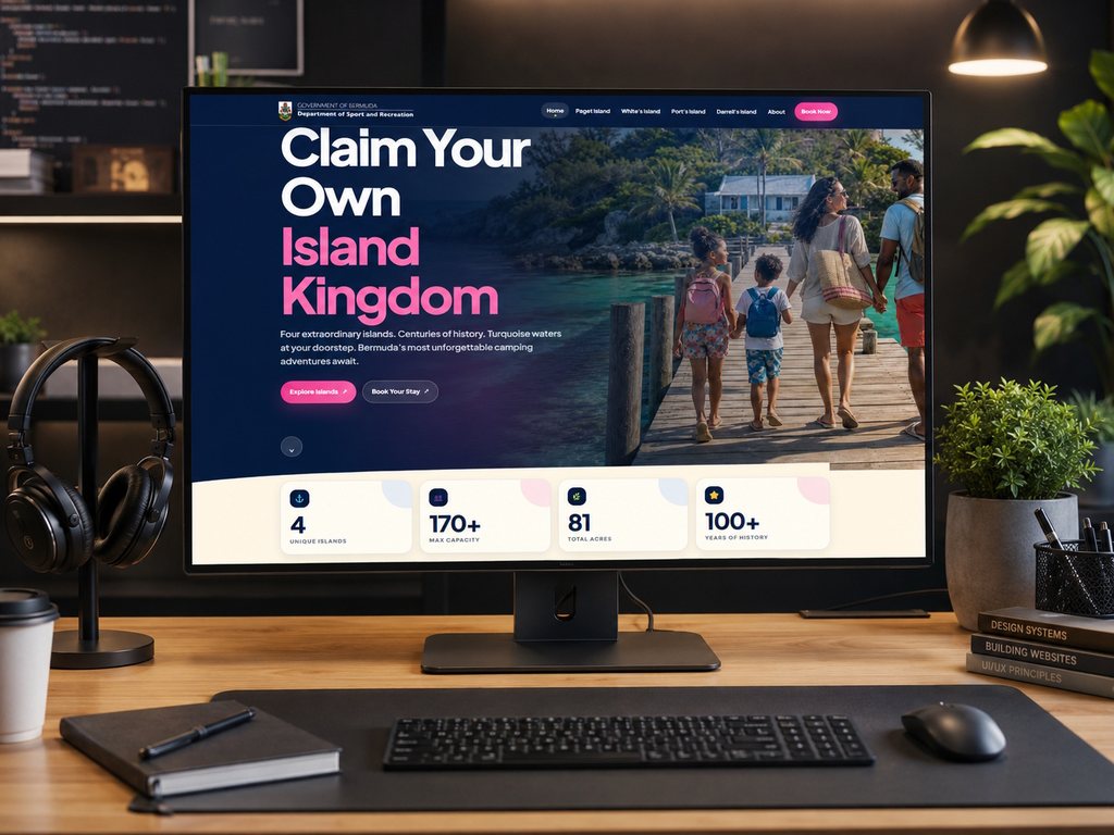Website design displayed on a laptop